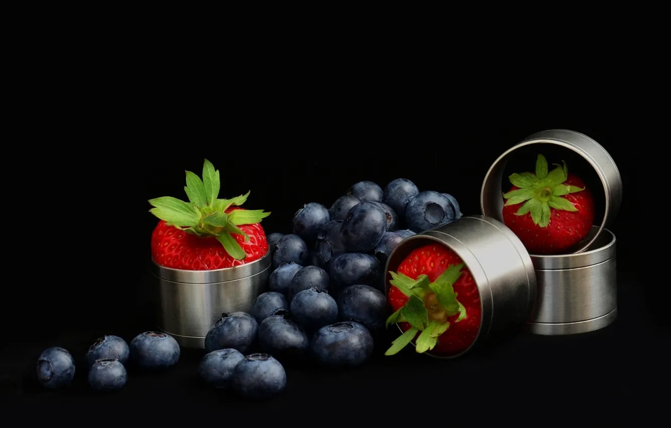 Photo wallpaper berries, strawberry, blueberries