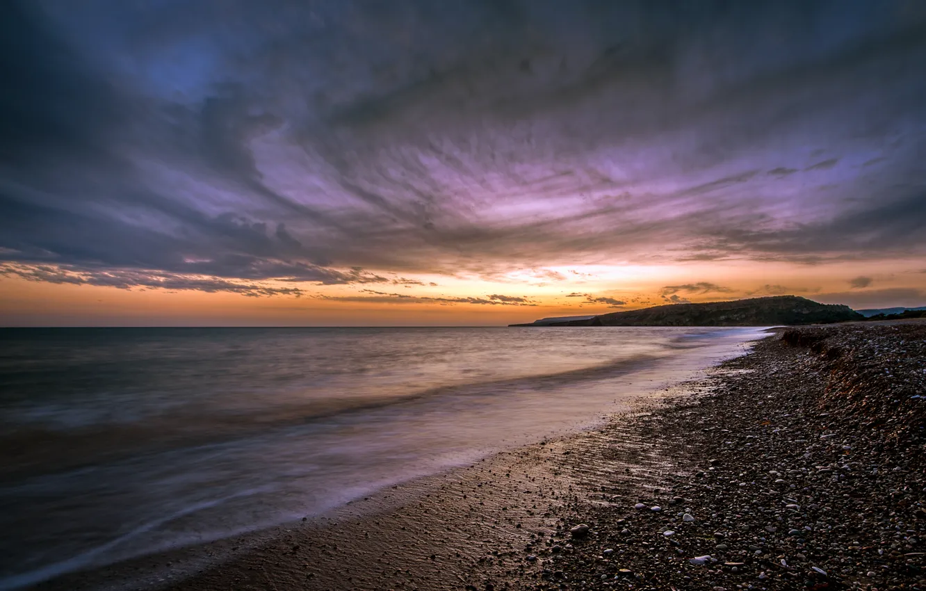 Photo wallpaper beach, the sky, sunset, the ocean, shore, cyprus, Cyprus