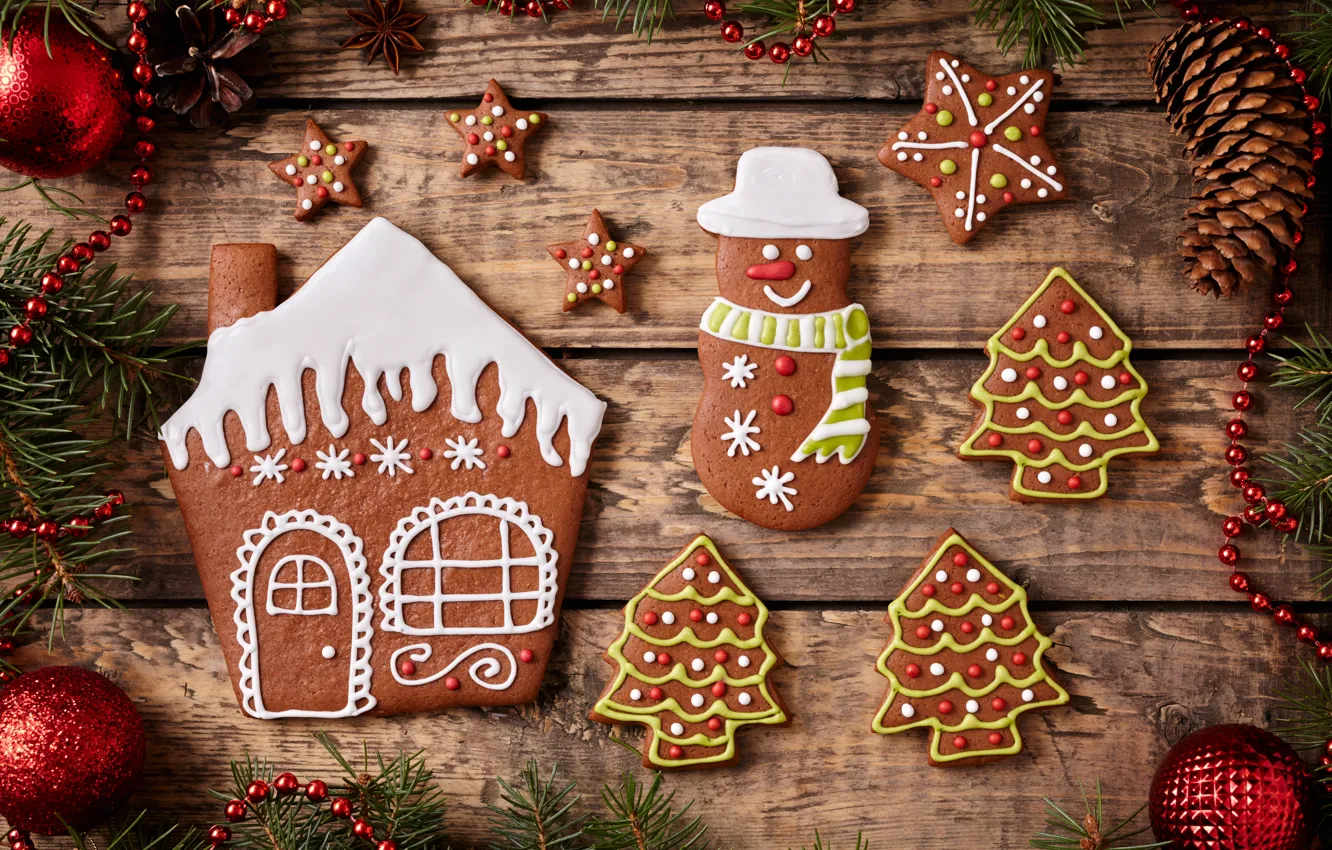 Photo wallpaper new year, cookies, Christmas, Christmas, cakes, sweet, Xmas, glaze