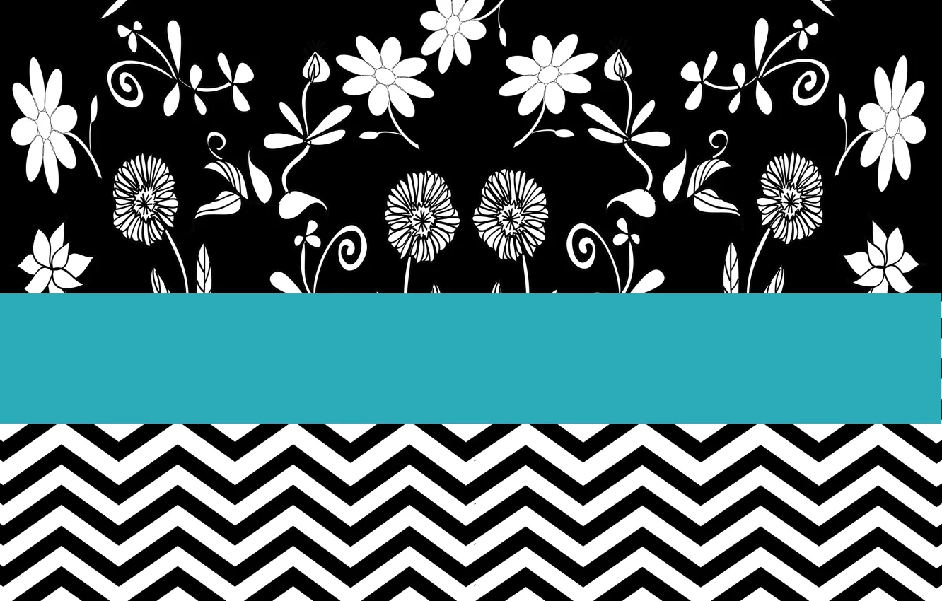 Photo wallpaper flowers, background, pattern, texture, turquoise background