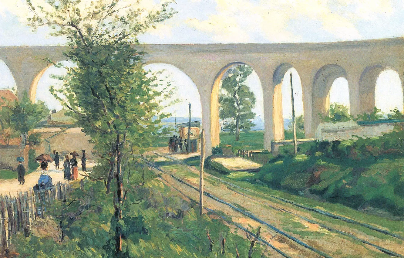Photo wallpaper landscape, picture, aqueduct, Arman Hyomin, The Arcueil Aqueduct at Sceaux Railroad Crossing