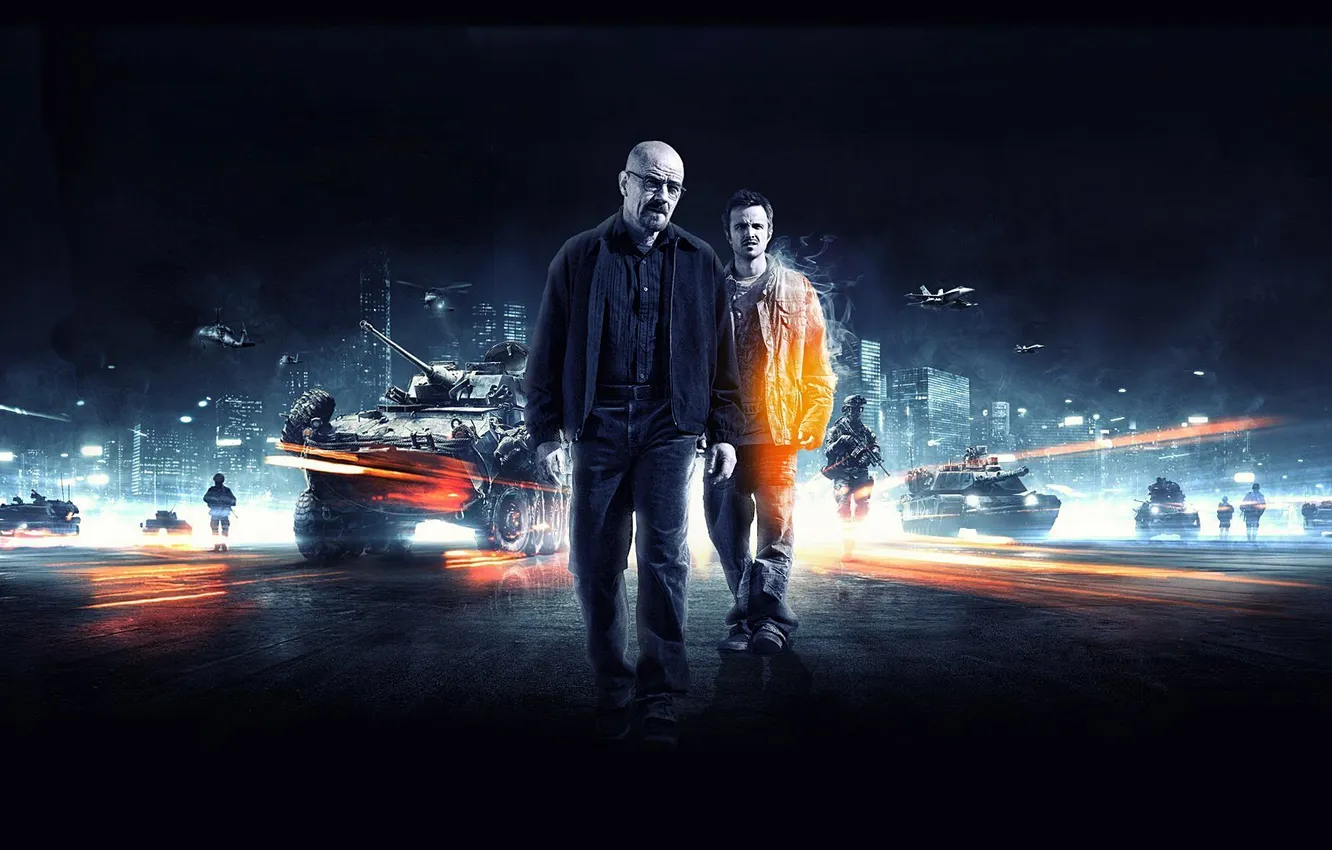 Photo wallpaper the plane, weapons, background, people, tank, Breaking Bad Company