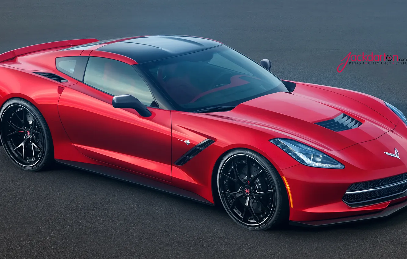 Photo wallpaper red, Corvette, Chevrolet, red, Chevrolet, Front, Jackdarton