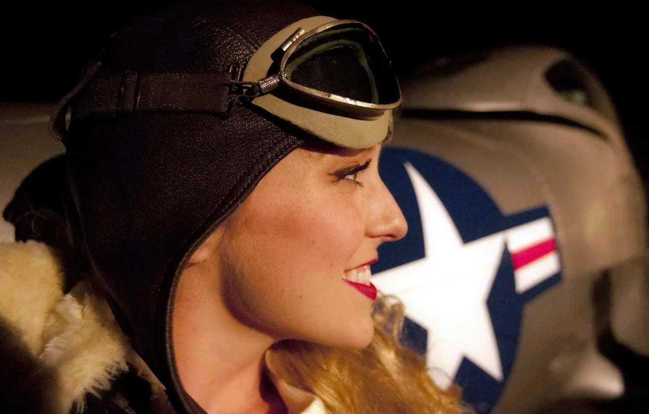 Photo wallpaper girl, aviation, background