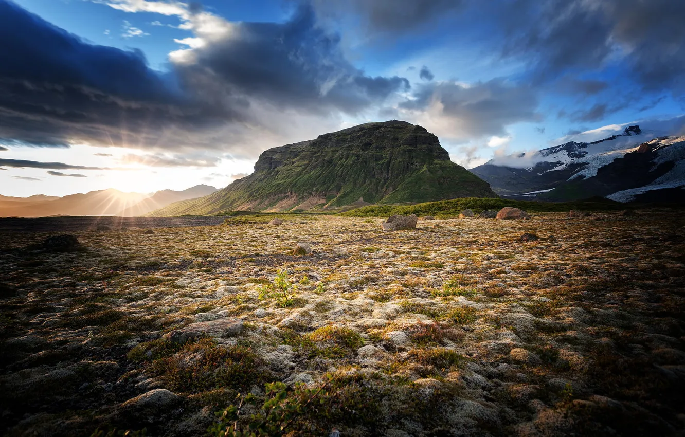 Photo wallpaper the sky, landscape, mountains, clouds
