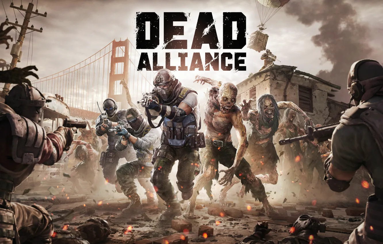 Photo wallpaper zombie, gun, blood, pistol, game, undead, soldier, weapon