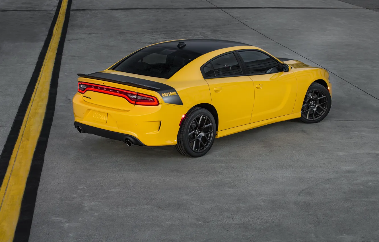 Photo wallpaper car, Dodge, car, Dodge, yellow, Charger, Daytona