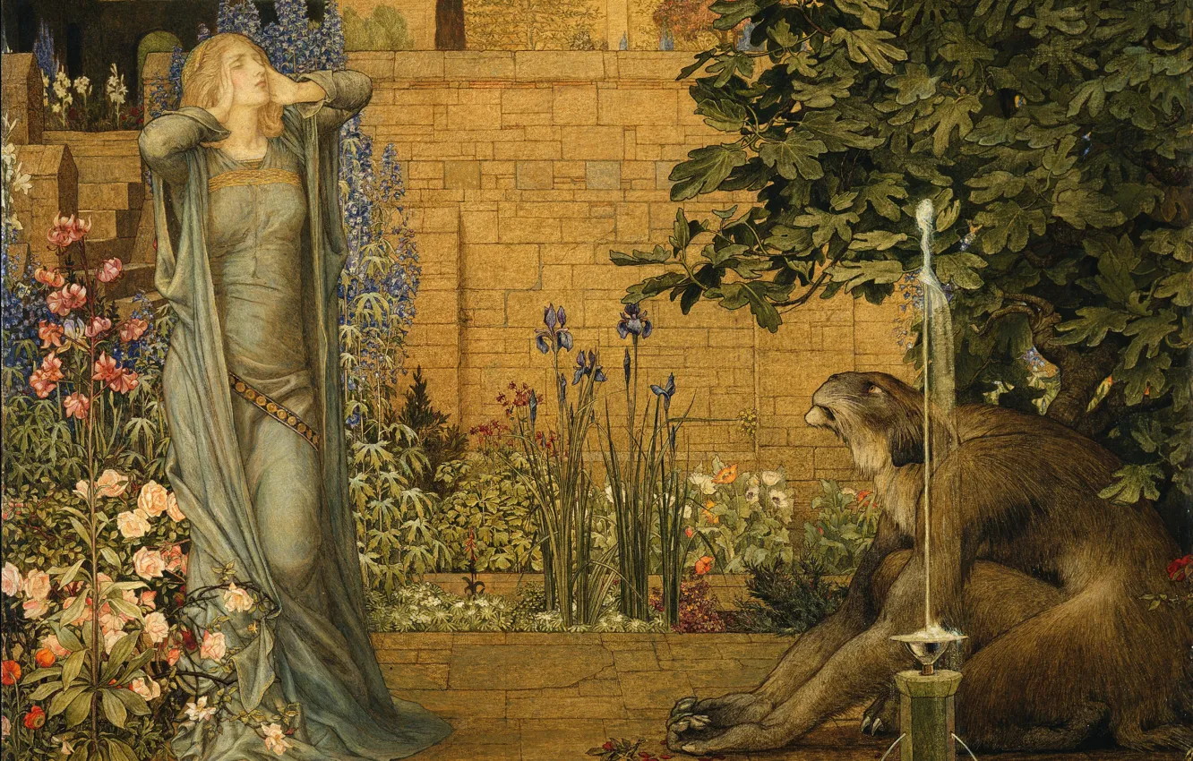 Photo wallpaper Beauty and the beast, 1904, Joseph Edward Southall