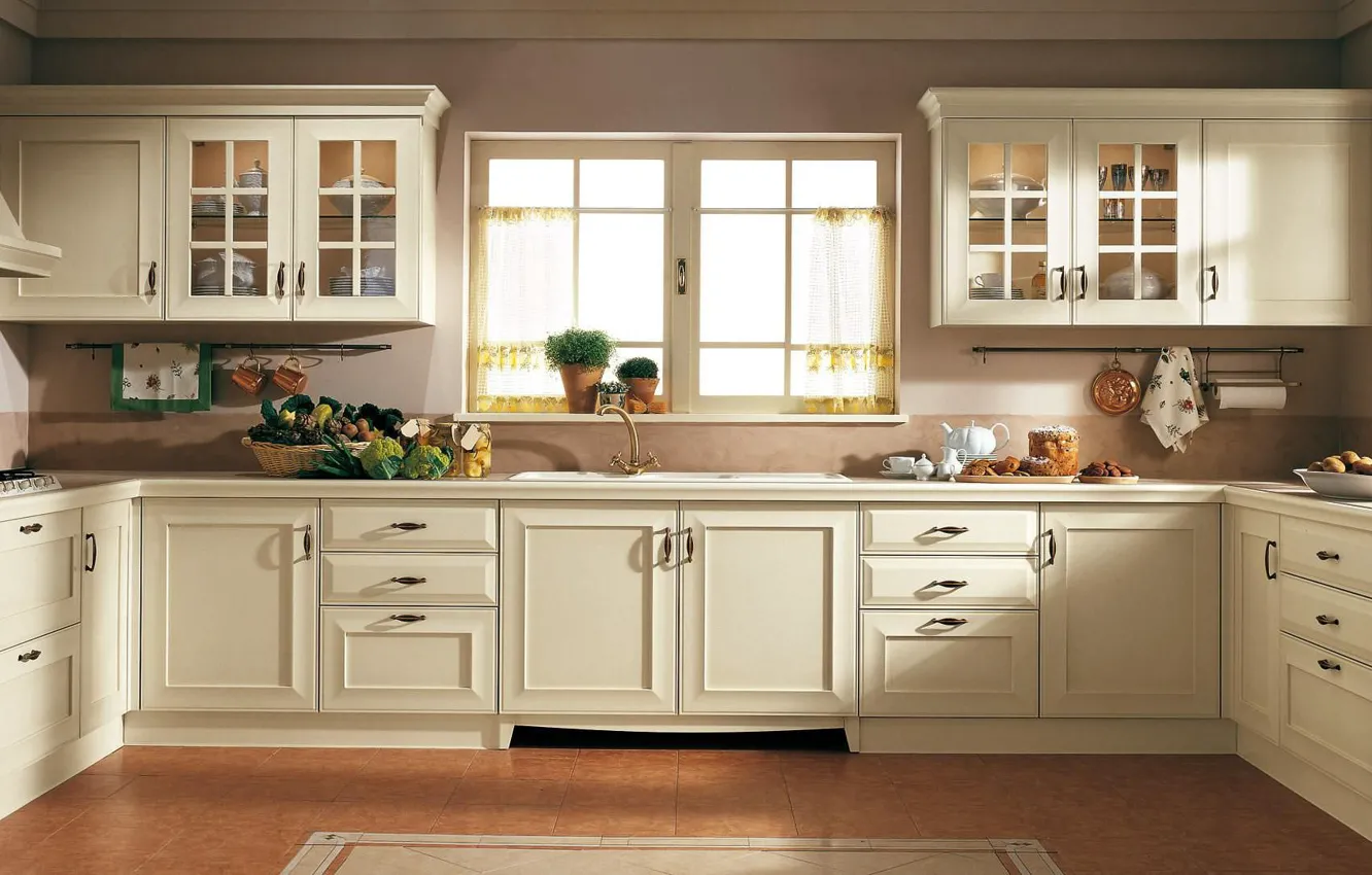 Photo wallpaper style, room, interior, kitchen, Italian design