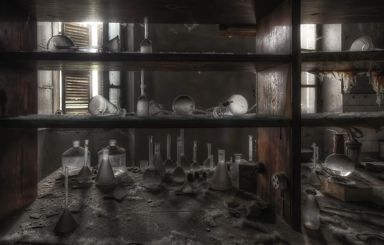 Photo wallpaper Bank, laboratory, shelves