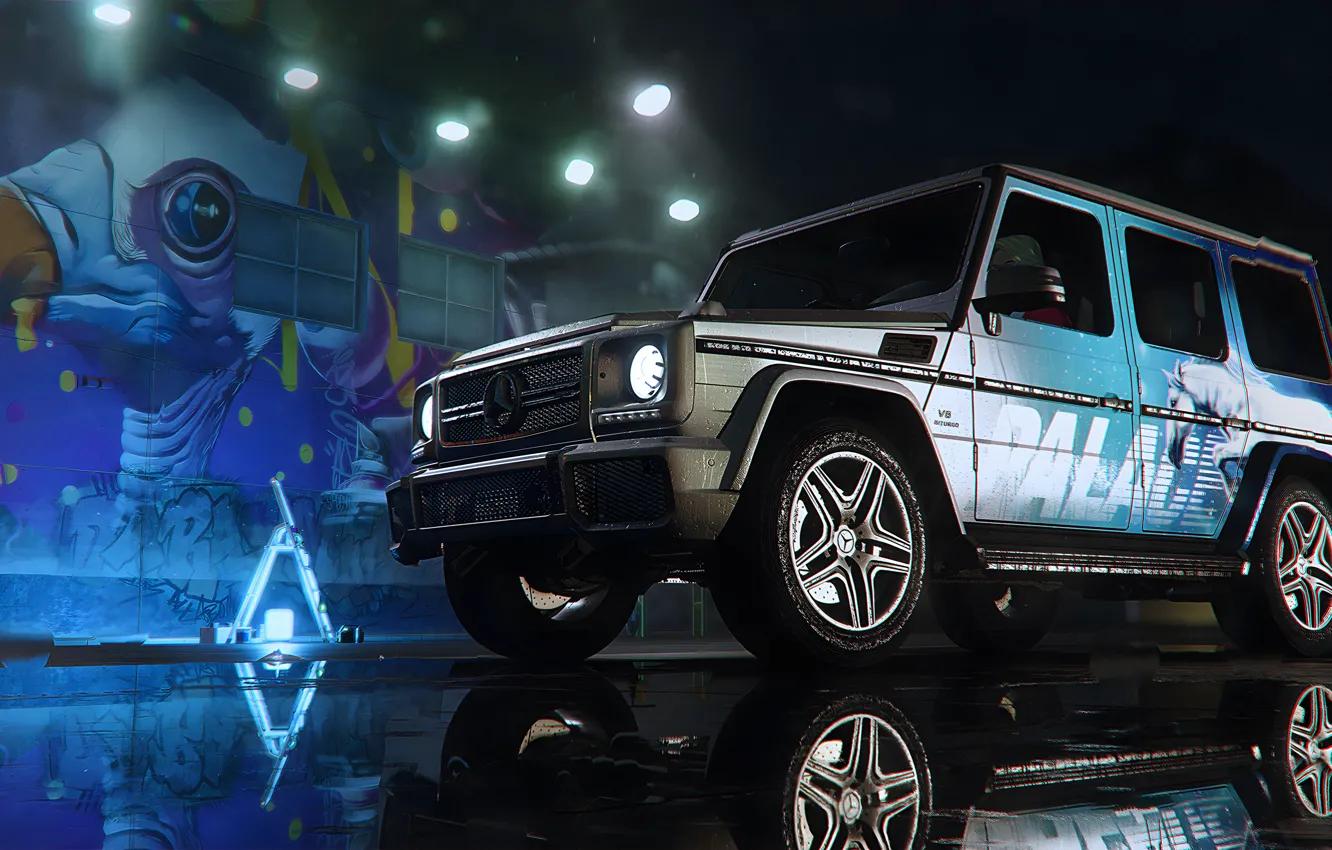 Photo wallpaper Mercedes-Benz, Mercedes, Need for Speed, graffiti, nfs, art, G-Class, Unbound