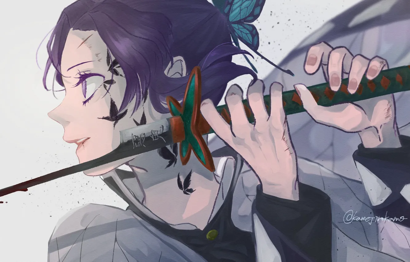 Photo wallpaper girl, katana, Kimetsu no Yaiba, Shinobu Kochou