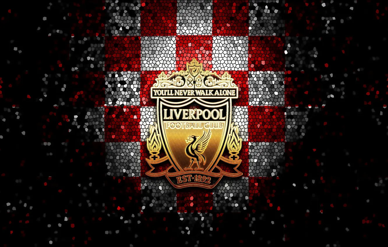Photo wallpaper wallpaper, sport, logo, football, Liverpool, glitter, checkered
