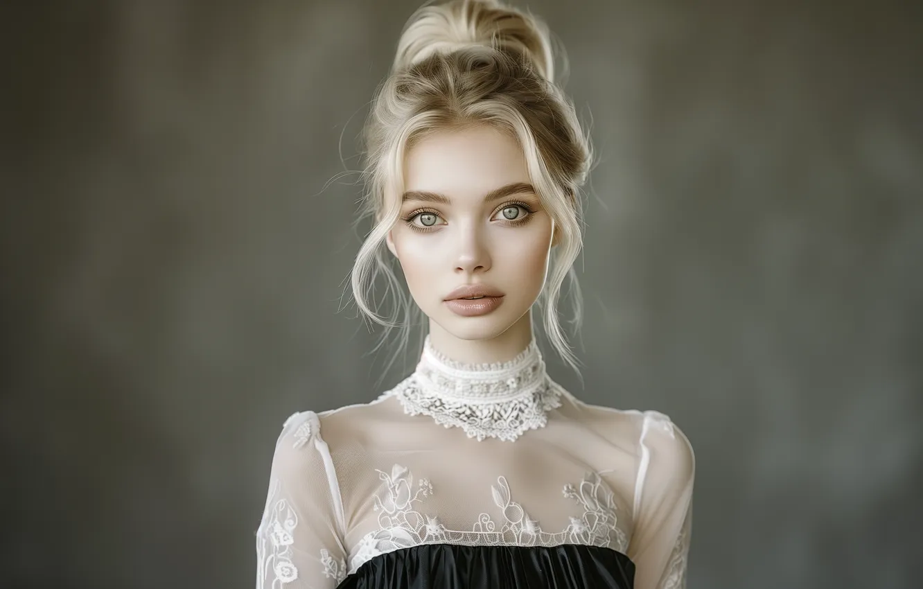 Photo wallpaper girl, face, blonde, Ai art