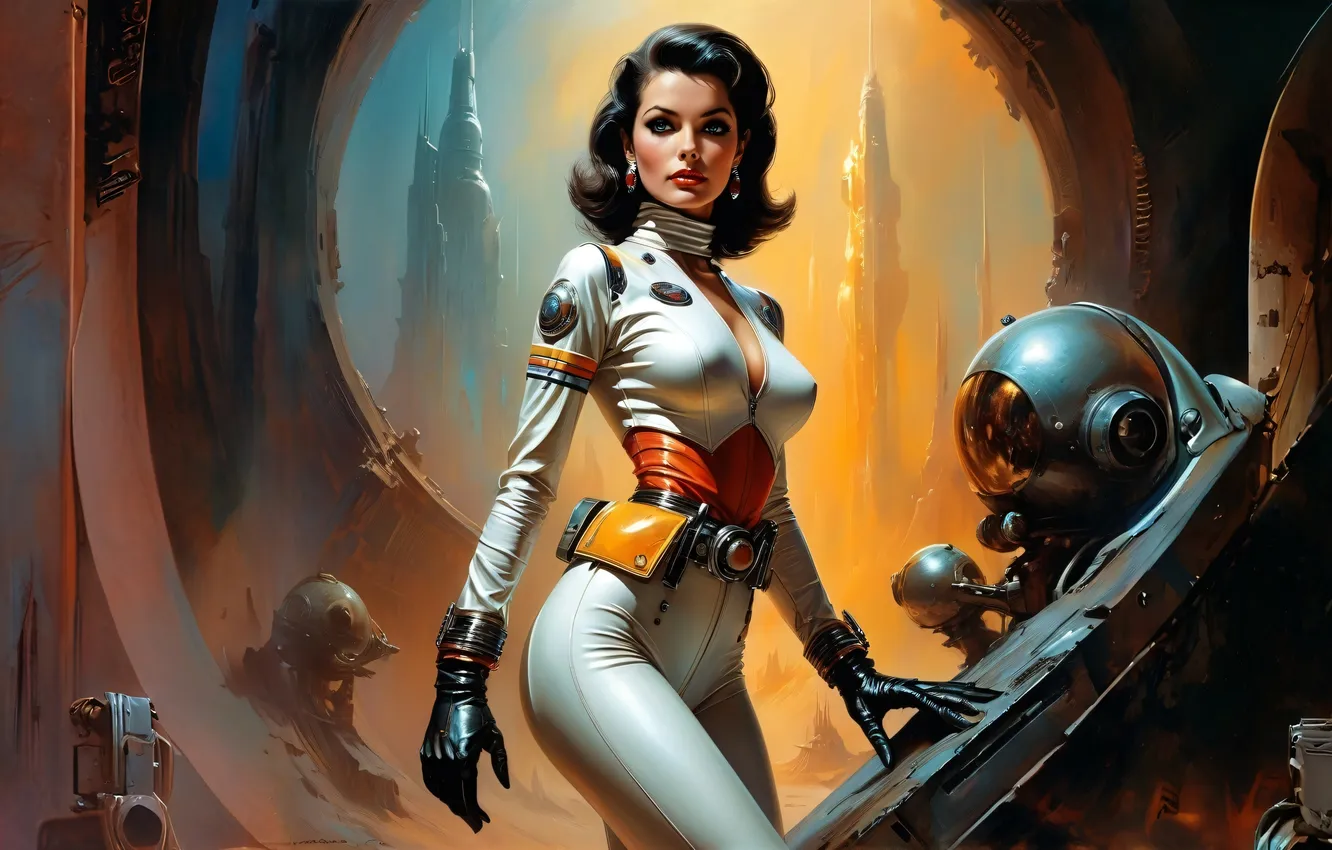 Photo wallpaper girl, fantasy, spacesuit, AI Art