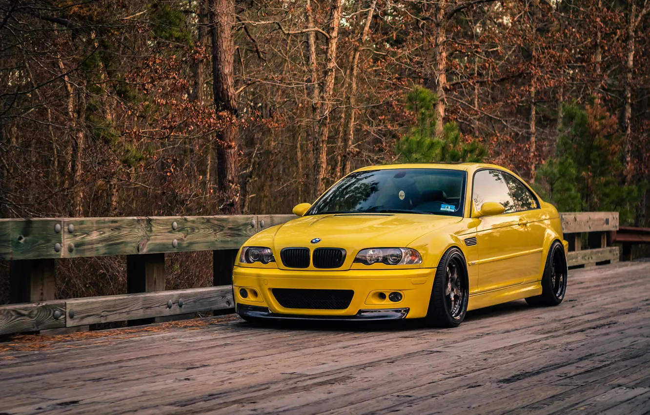 Photo wallpaper BMW, Autumn, Yellow, E46, M3