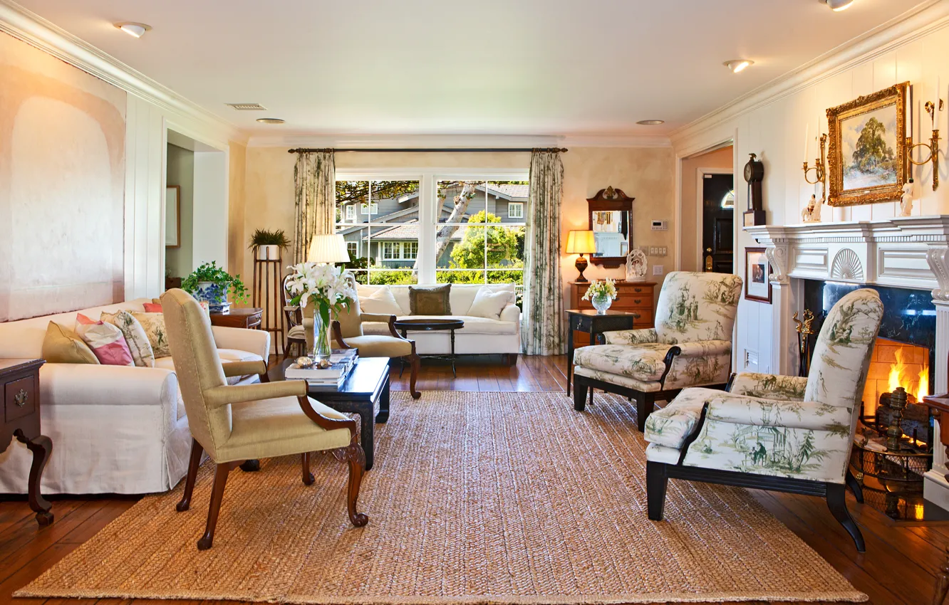 Photo wallpaper room, Wallpaper, carpet, home, interior, picture, chair, window