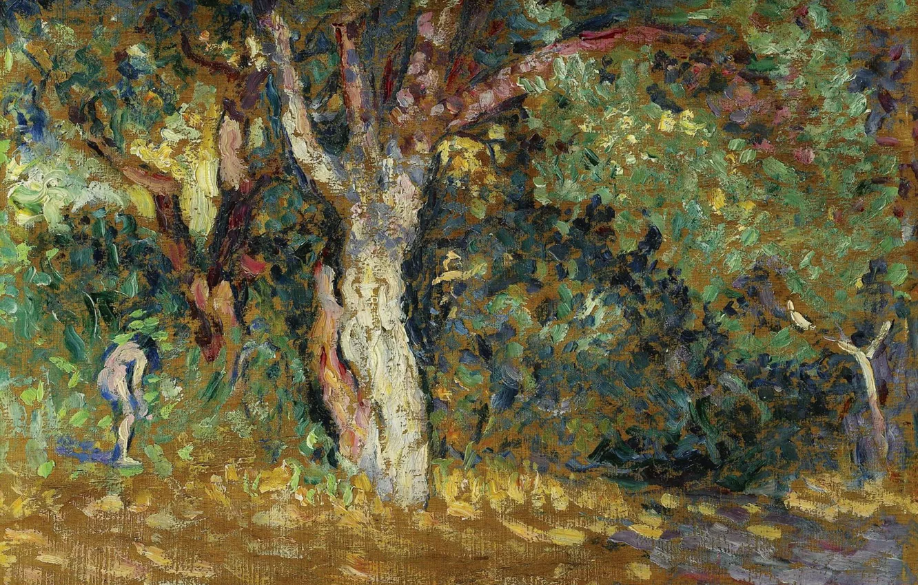 Photo wallpaper erotic, picture, Henri Edmond Cross, genre, pointillism, Henri Cross, Overgrown with Nude