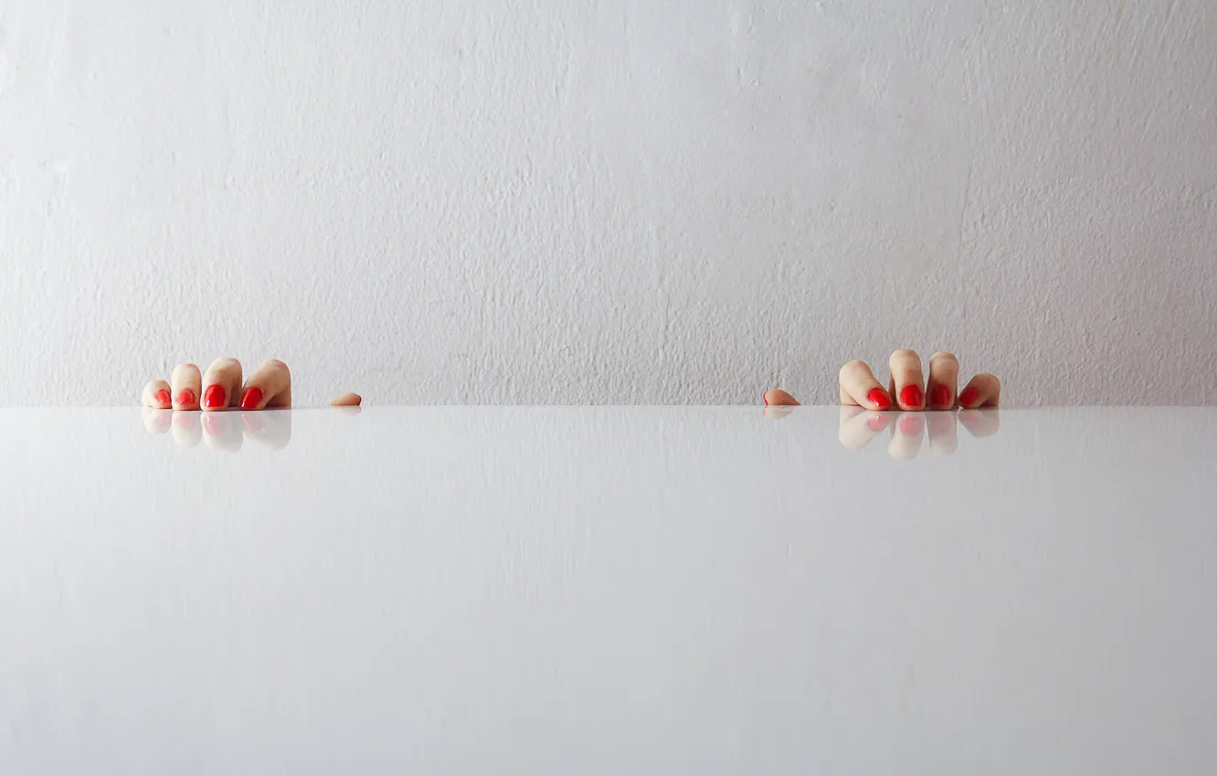 Photo wallpaper wall, hands, fingers