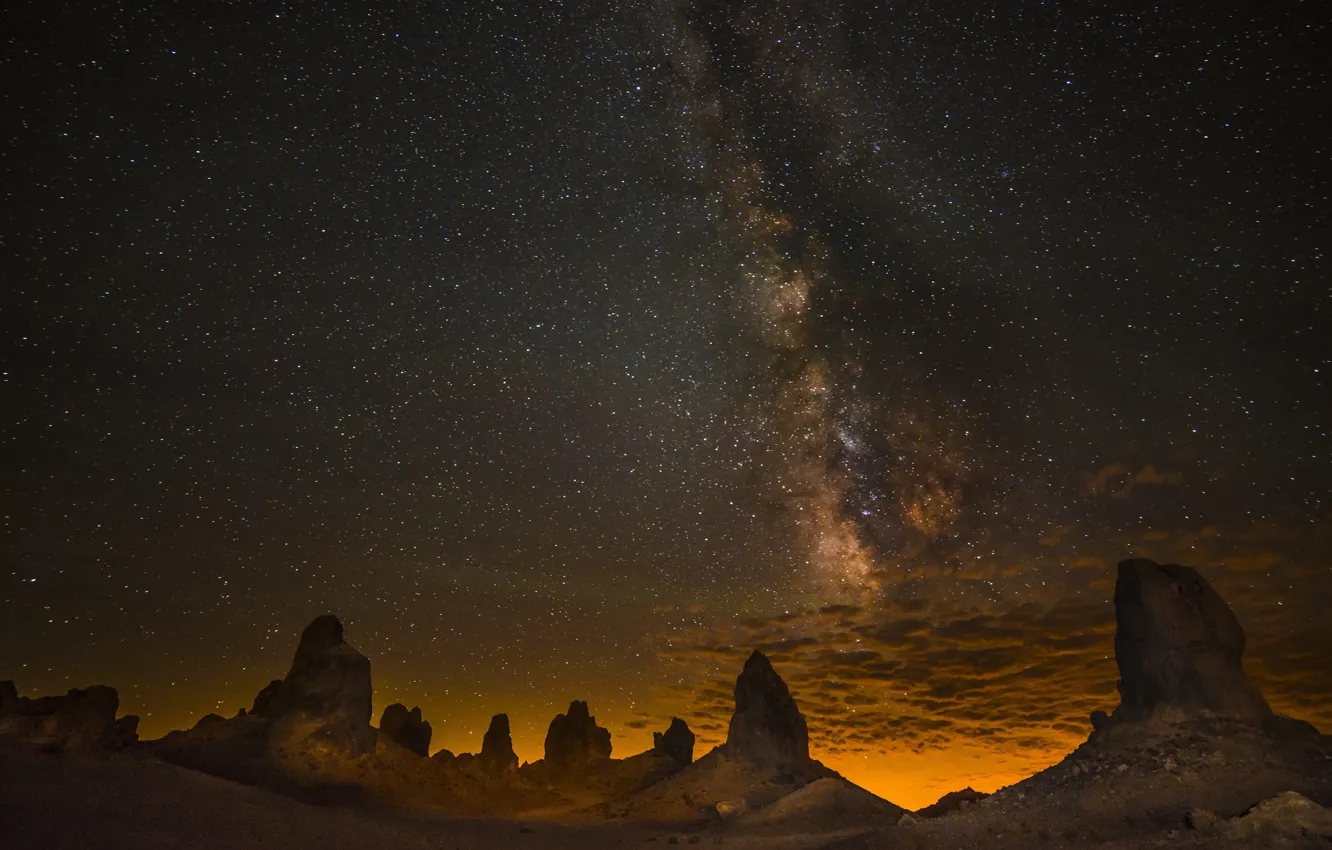 Photo wallpaper sky, night, rocks, stars