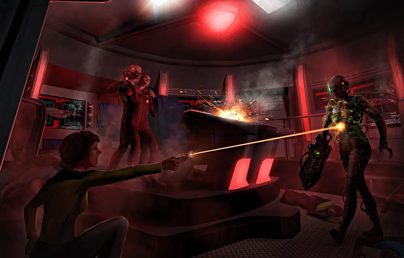 Photo wallpaper rays, shot, Android, Assimilation, Star Trek Adventures