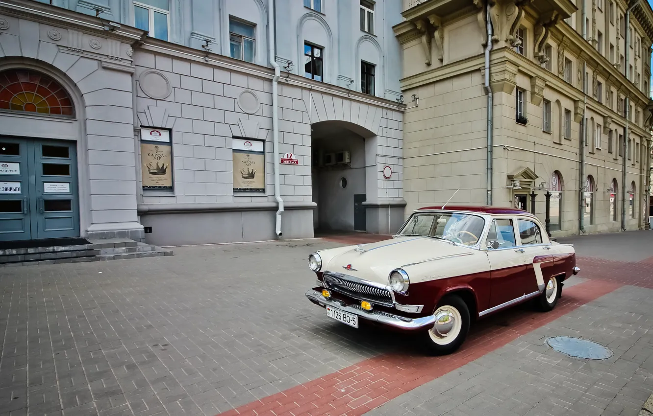Photo wallpaper machine, street, Minsk, Volga GAZ-21