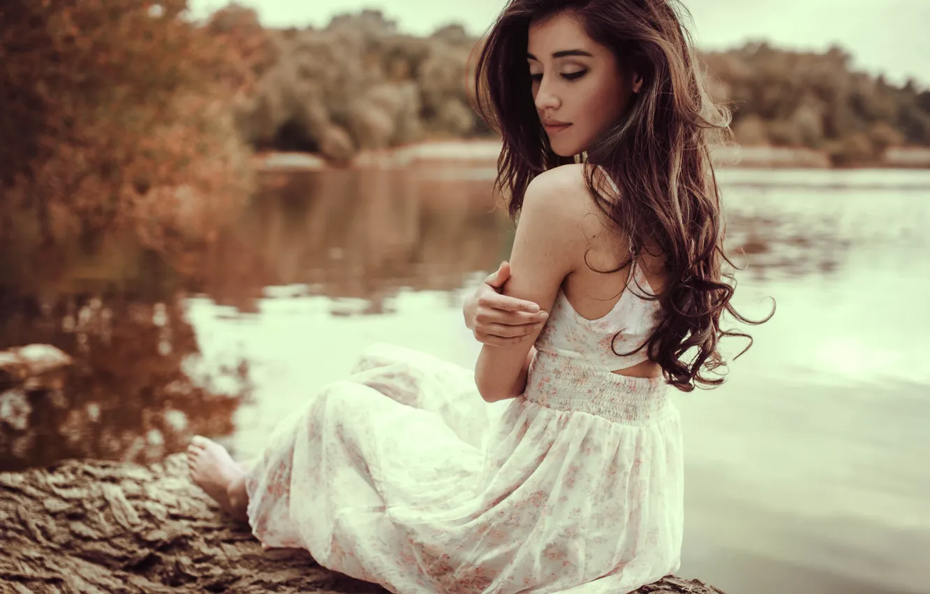 Wallpaper girl, white, dress, model for mobile and desktop, section