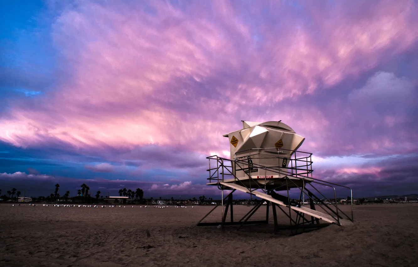 Photo wallpaper sand, beach, the sky, clouds, landscape, nature, paint, colors