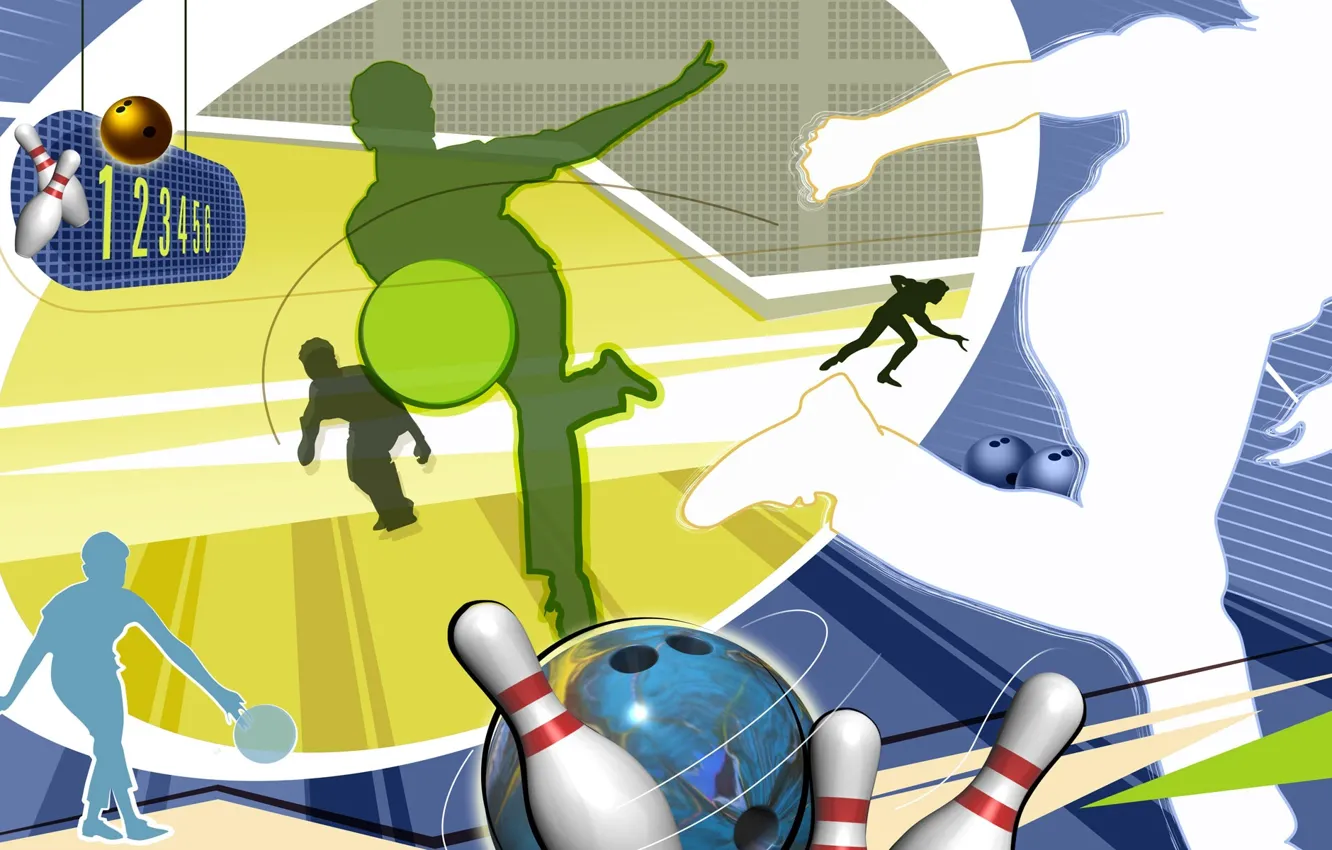 Photo wallpaper abstraction, balls, Wallpaper, vector, silhouette, skittles, bowling, bowling