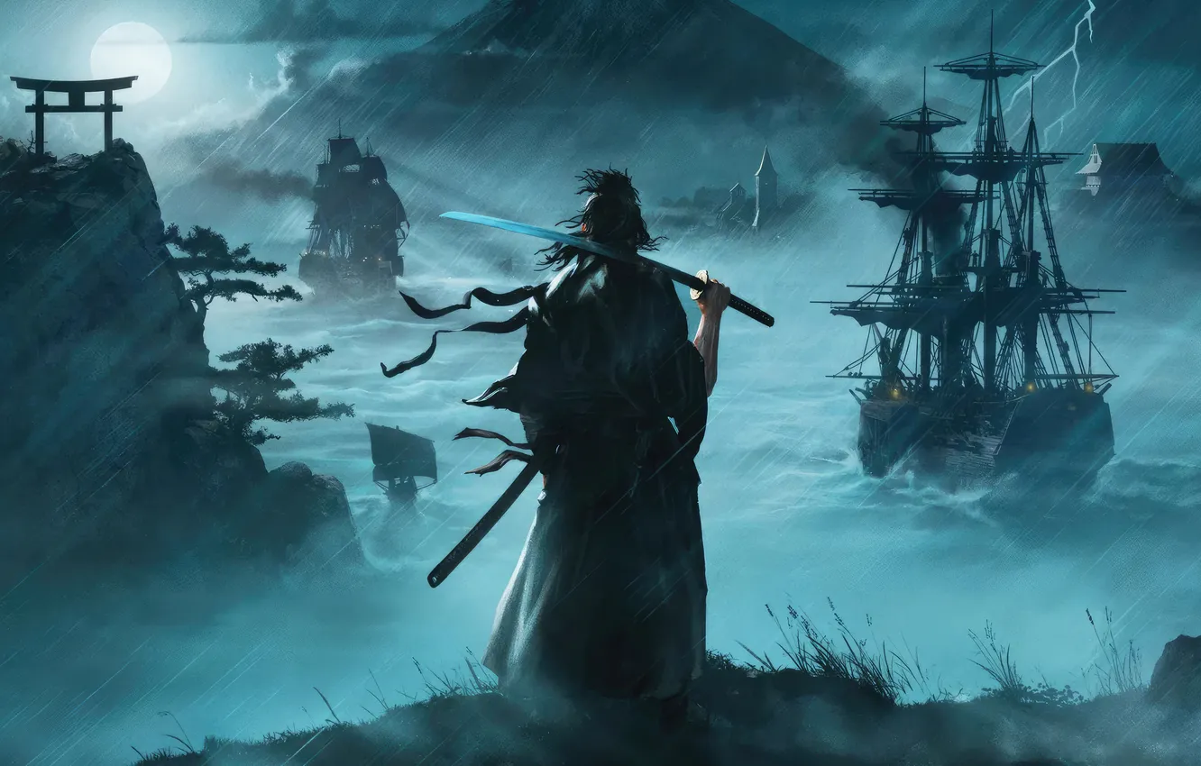 Photo wallpaper sword, games, samurai, ships, Ronin