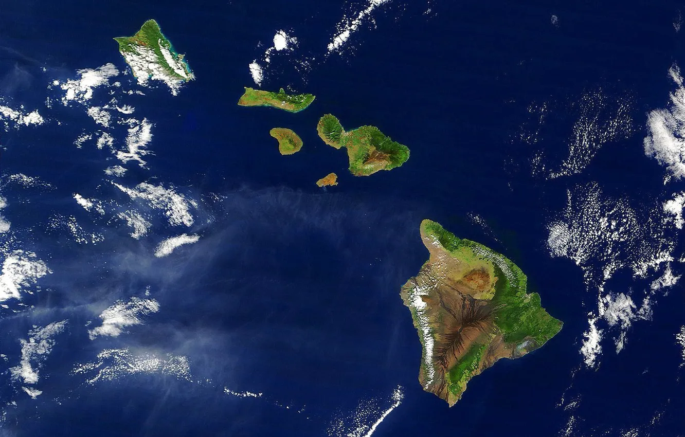 Photo wallpaper clouds, Hawaii, satellite view