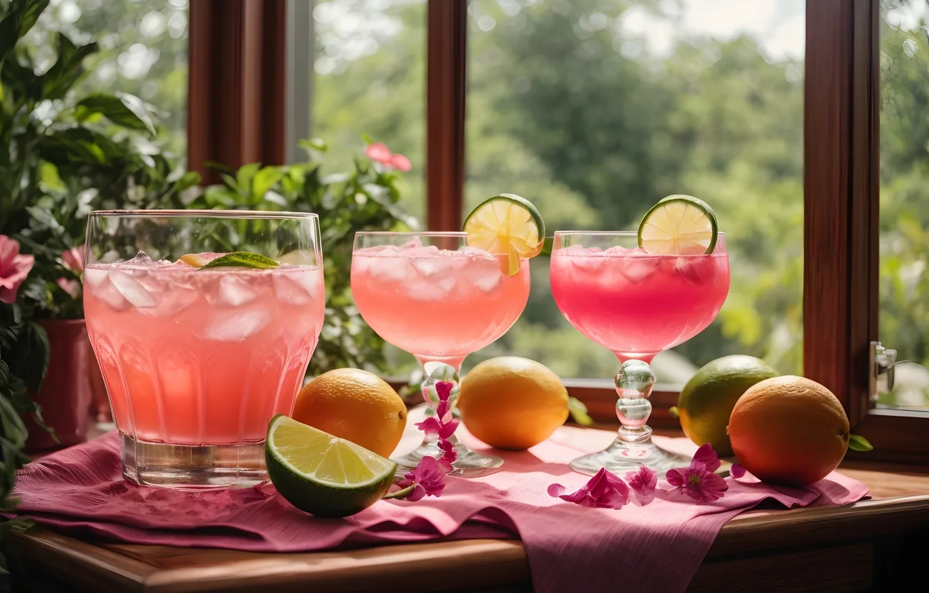 Photo wallpaper summer, cocktail, citrus, drink