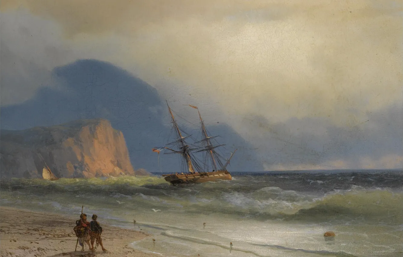 Photo wallpaper ship, picture, seascape, 1867, Ivan Aivazovsky, Departure. Ayu-Dag