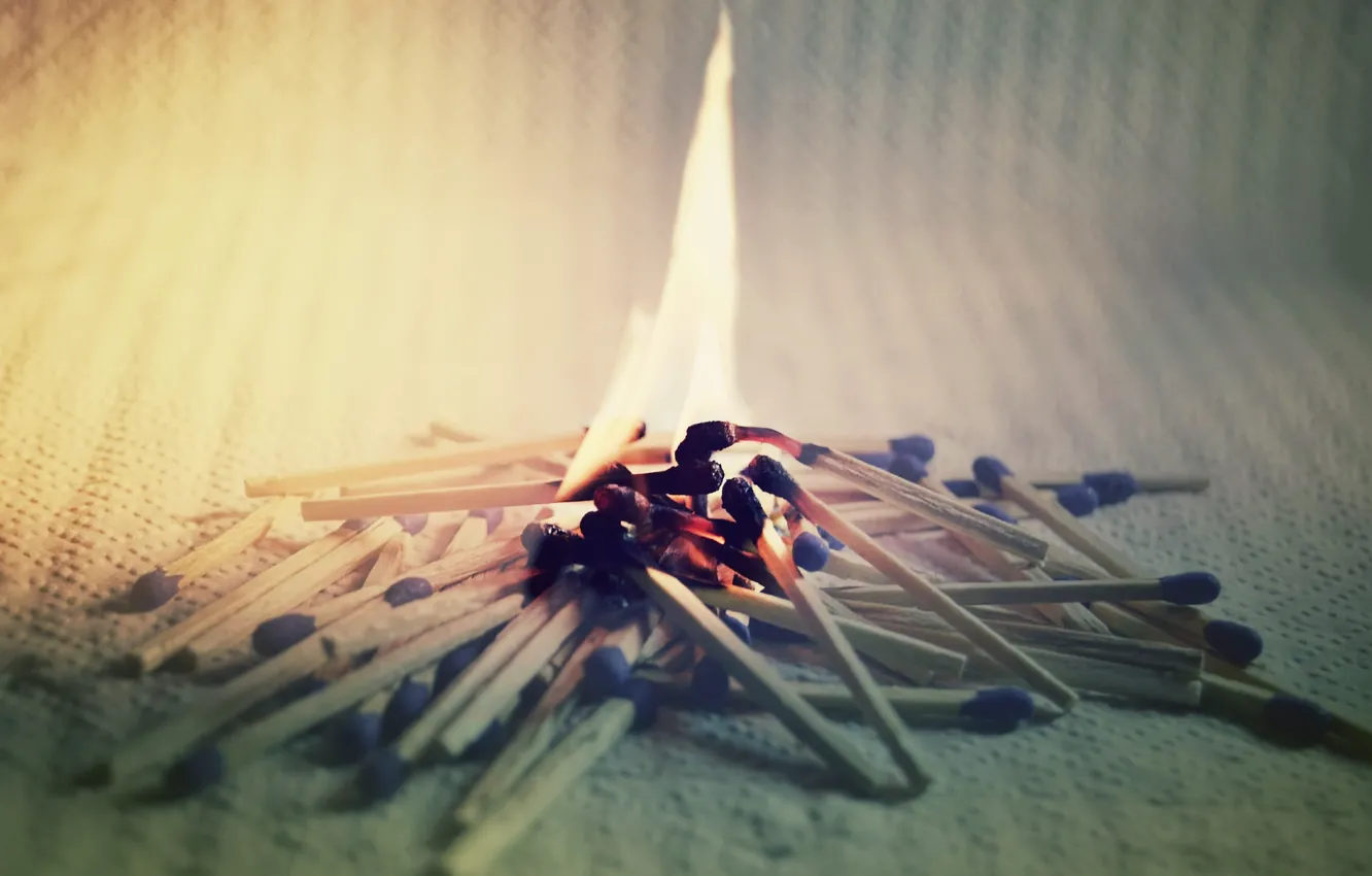Photo wallpaper lights, matches, the fire