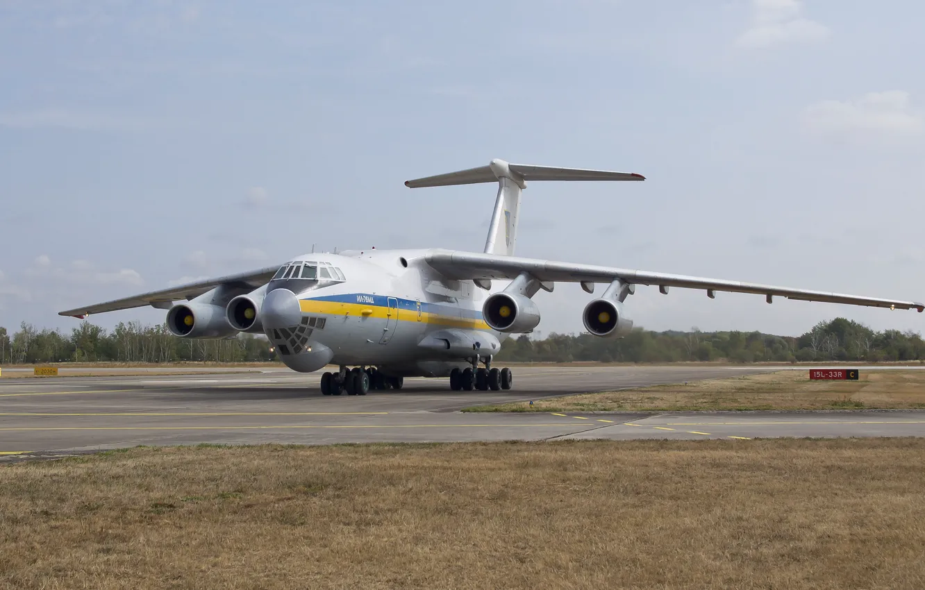 Photo wallpaper the plane, Ukraine, military transport, WFP, Il-76MD, Chassis, Ukrainian air force