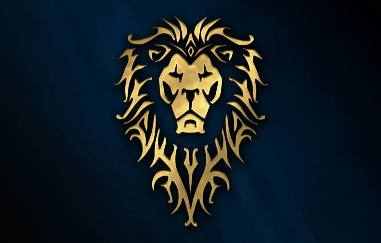 Photo wallpaper cinema, golden, logo, game, Warcraft, blue, wow, lion