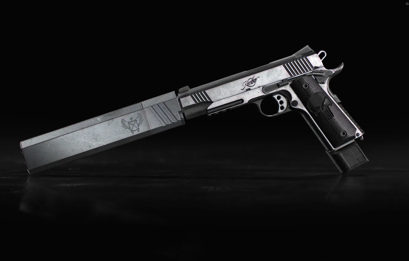 Photo wallpaper gun, weapons, gun, weapon, custom, muffler, custom, M1911