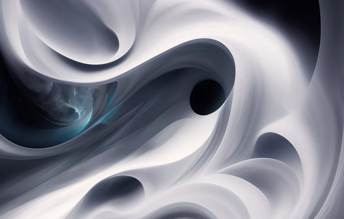 Photo wallpaper line, abstraction, smoke, pair, black and white, abstract background, mist, AI art