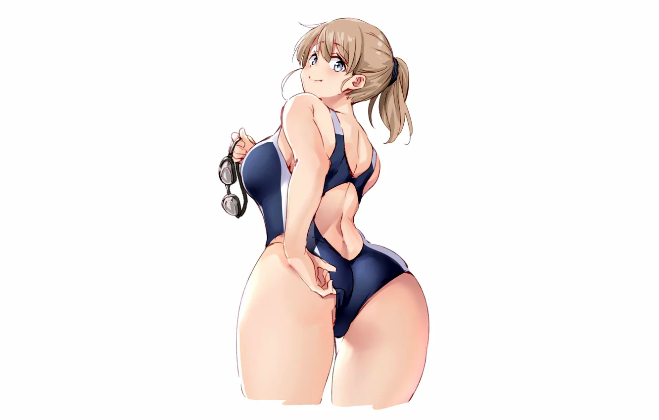 Photo wallpaper girl, sexy, ass, anime, blue eyes, beautiful, short hair, pretty