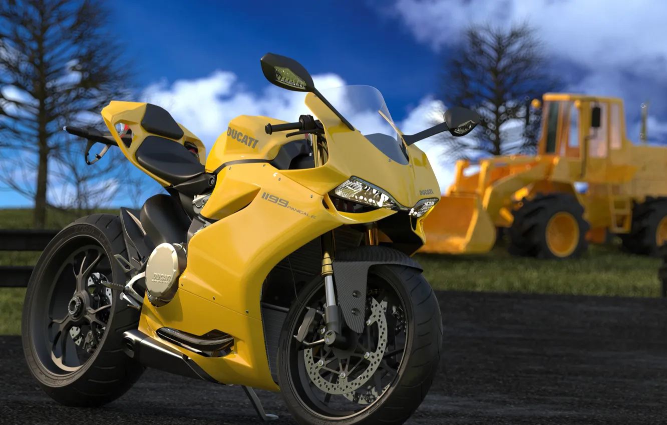 Photo wallpaper yellow, design, motorcycle, Ducati, Ducati