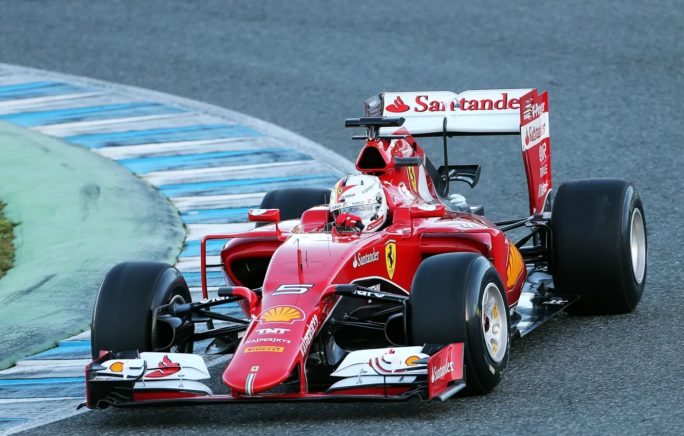 Photo wallpaper Ferrari, Formula 1, Vettel, 2015, Tests, SF15T
