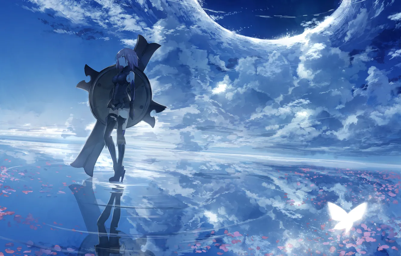 Photo wallpaper the sky, girl, clouds, shield, Fate / Grand Order, The destiny of a great campaign
