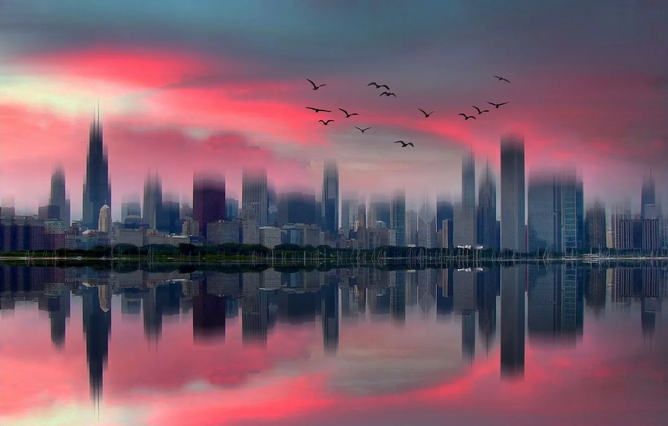 Photo wallpaper the city, Chicago, USA