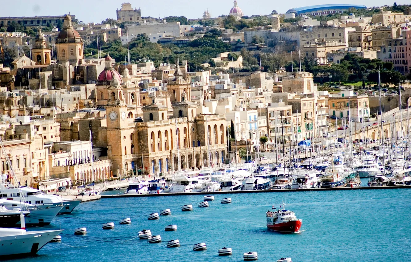 Photo wallpaper sea, home, yachts, boat, Malta, Valletta