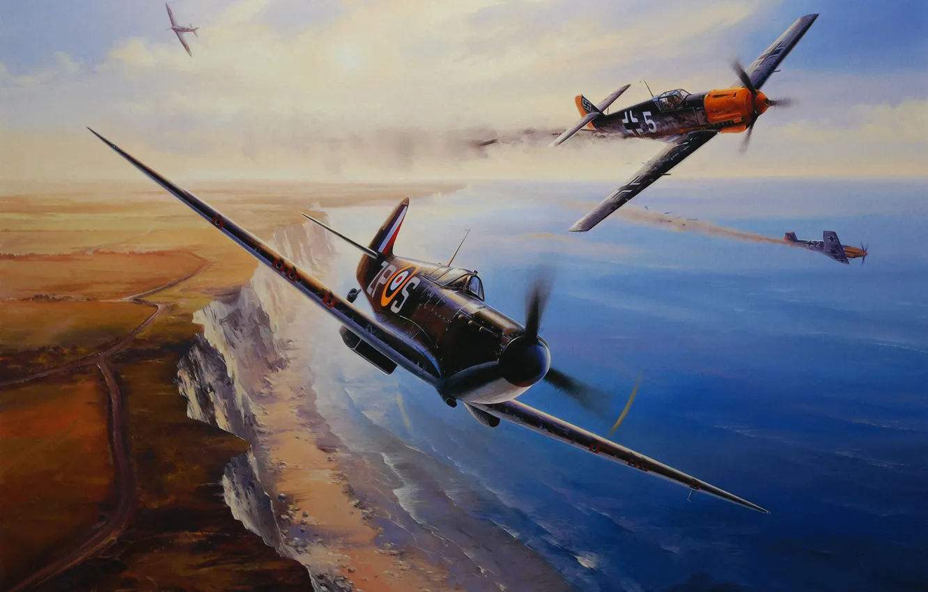 Photo wallpaper aircraft, war, art, airplane, painting, aviation, drawing, ww2