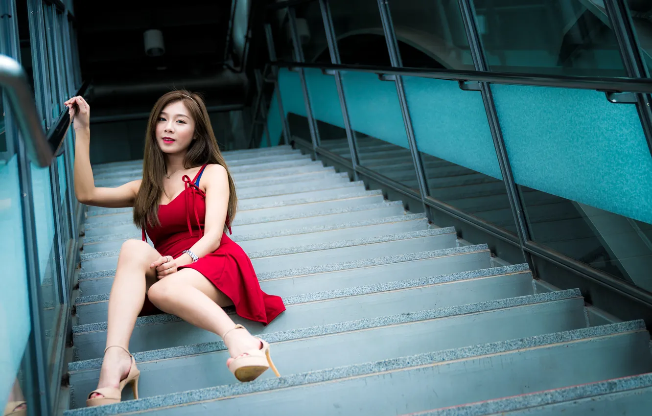 Photo wallpaper look, pose, model, portrait, makeup, figure, dress, hairstyle