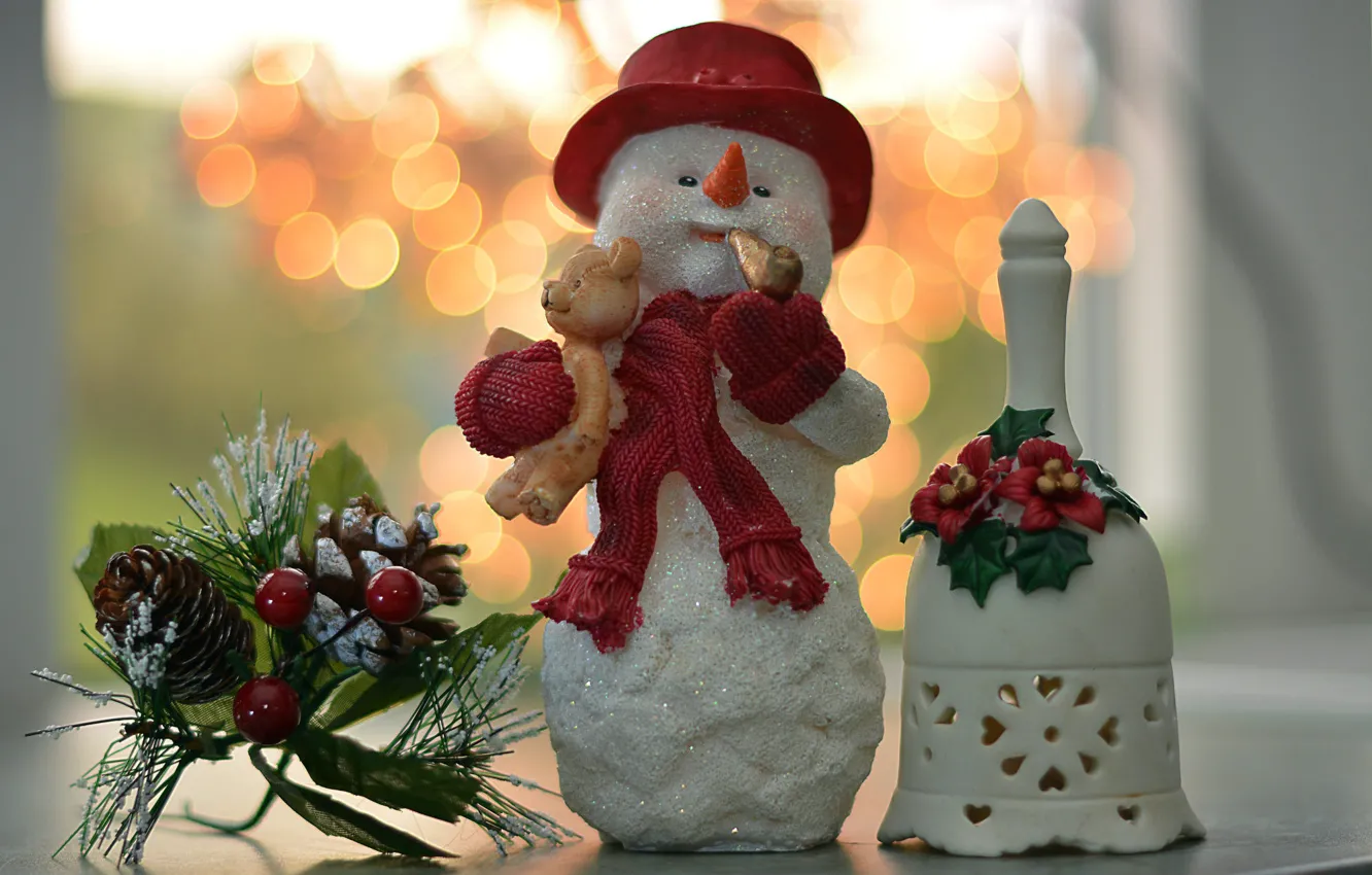 Photo wallpaper holiday, Christmas, New year, snowman