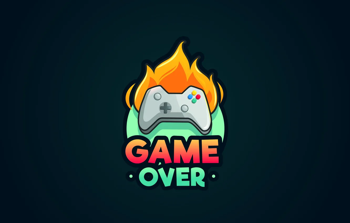 Photo wallpaper fire, the game, figure, graphics, joystick, fire, game over, game
