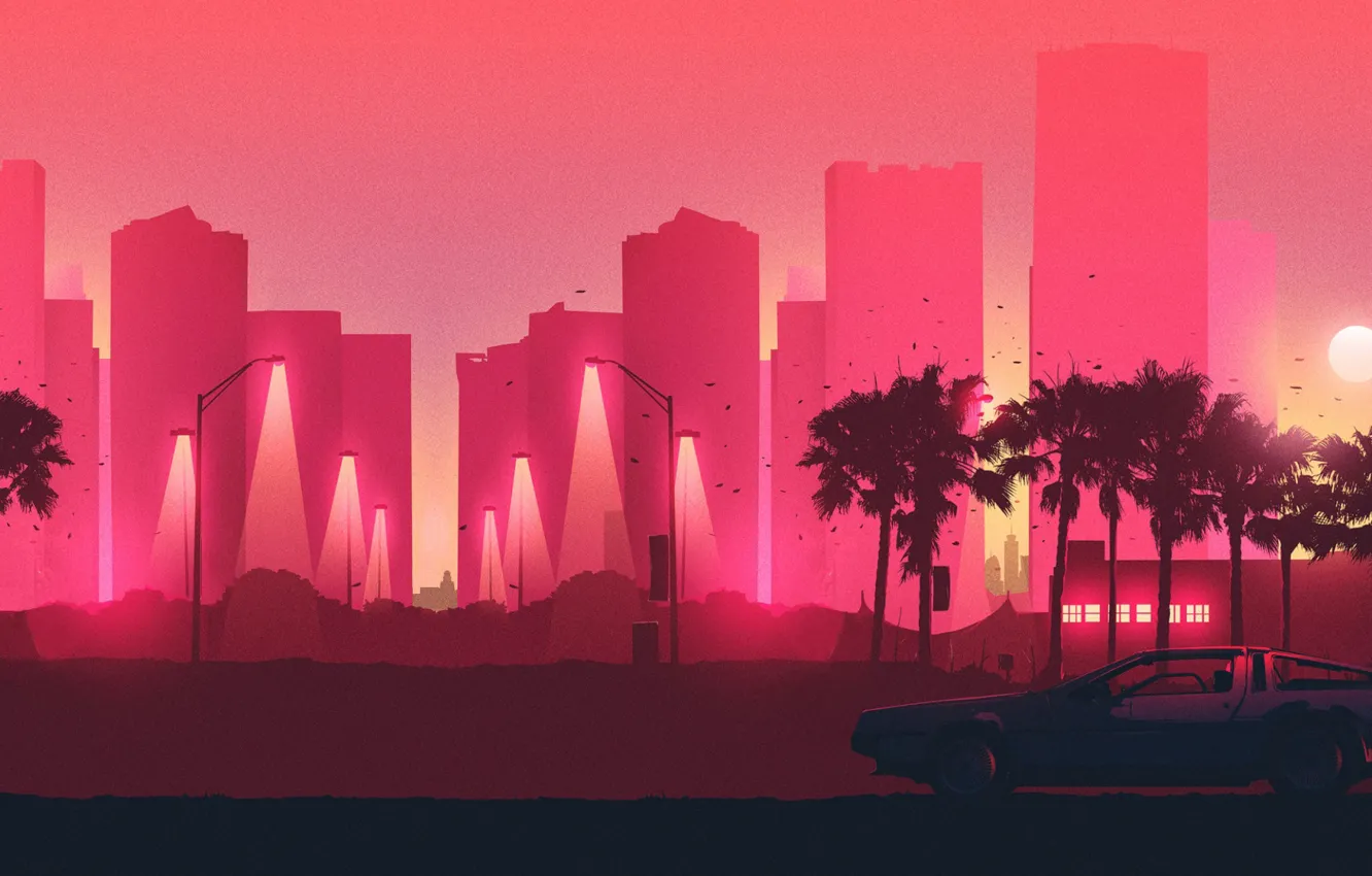 Photo wallpaper DeLorean DMC-12, DMC, Retrowave