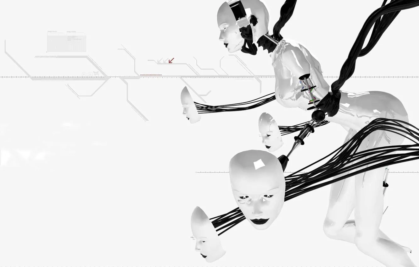 Photo wallpaper white, wire, Robot, face